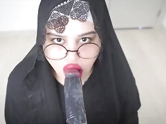 Real Arab Muslim StepMom in Niqab Hijab Masturbates Wet Pussy With BIG Dildo.